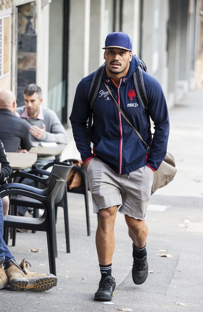 Tetevano then walks from Central to Moore Park to attend training at Moore Park. Pic Jenny Evans