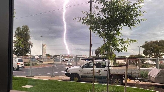 A lightning bolt over Modbury. Picture: Jessica Murdoch