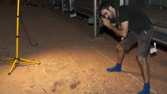 Former Lismore man and University of Queensland researcher, Dr Anthony Romilio, at Lark Quarry in Queensland.