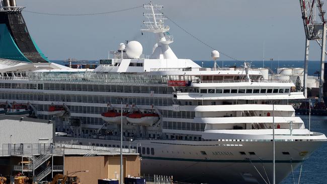 The MV Artania moored at Fremantle this week. Picture: Colin Murty