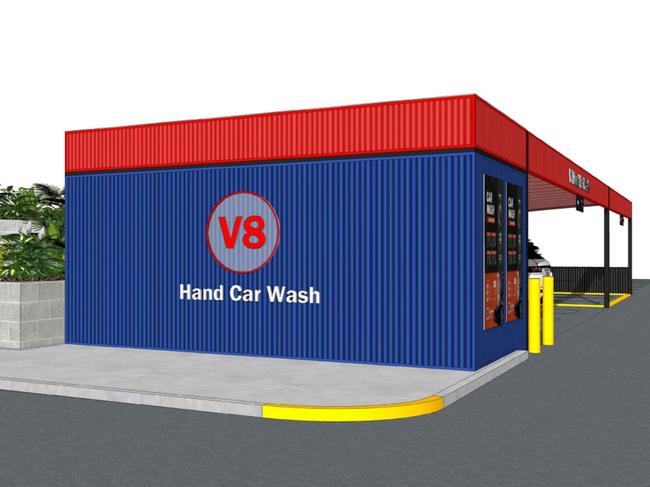 Artists impression of the V8 car wash proposed for the Carnes Hill marketplace redevelopment.