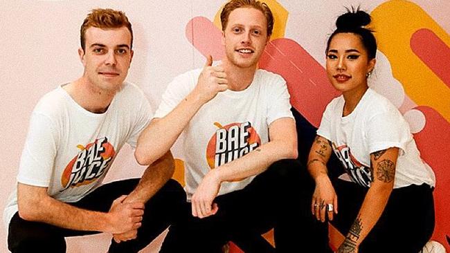 Bae Juice co-founders (from left) Liam Gostencnik, Tim O'Sullivan and Sumin Do. Picture: Supplied