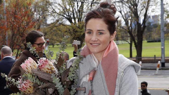 Melbourne Cup-winning jockey Michelle Payne was discharged from hospital on Wednesday. Picture: Alex Coppel