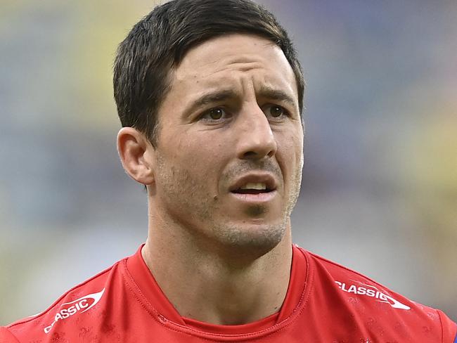 TOWNSVILLE, AUSTRALIA - MAY 13: Ben Hunt of the Dragons warms up before the start of the round 11 NRL match between North Queensland Cowboys and St George Illawarra Dragons at Qld Country Bank Stadium on May 13, 2023 in Townsville, Australia. (Photo by Ian Hitchcock/Getty Images)