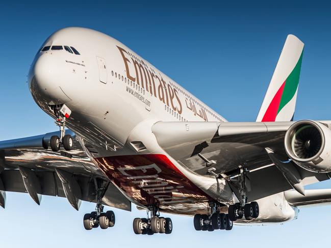 Zurich, Switzerland - June 18, 2017: Airbus A380 of Emirates Airline approaching Zurich airport. Emirates is the largest airline in the Middle East, operating over 3,600 flights per week from its hub at Dubai International Airport, to more than 140 cities in 81 countries across six continents.Escape 26 October 2024Sat MagPhoto - iStock