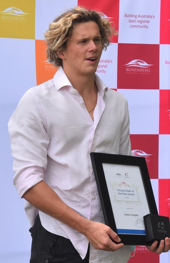 Olympian Isaac Cooper with his Young Citizen of the Year Award.