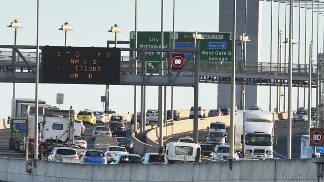 The pain will soon be over for motorists on a 9km stretch of CityLink including the Bolte Bridge. Picture: Rob Leeson.