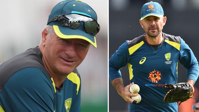 Former captains Steve Waugh (left) and Ricky Ponting have played crucial behind-the-scenes roles in Australia's 2019 Ashes campaign. Pictures: Agencies