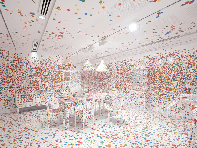 STICK UP Kids will love the interactive installation The Obliteration Room at the Gallery of Modern Art where they can place colourful sticky dots on the white walls and white furniture. More info