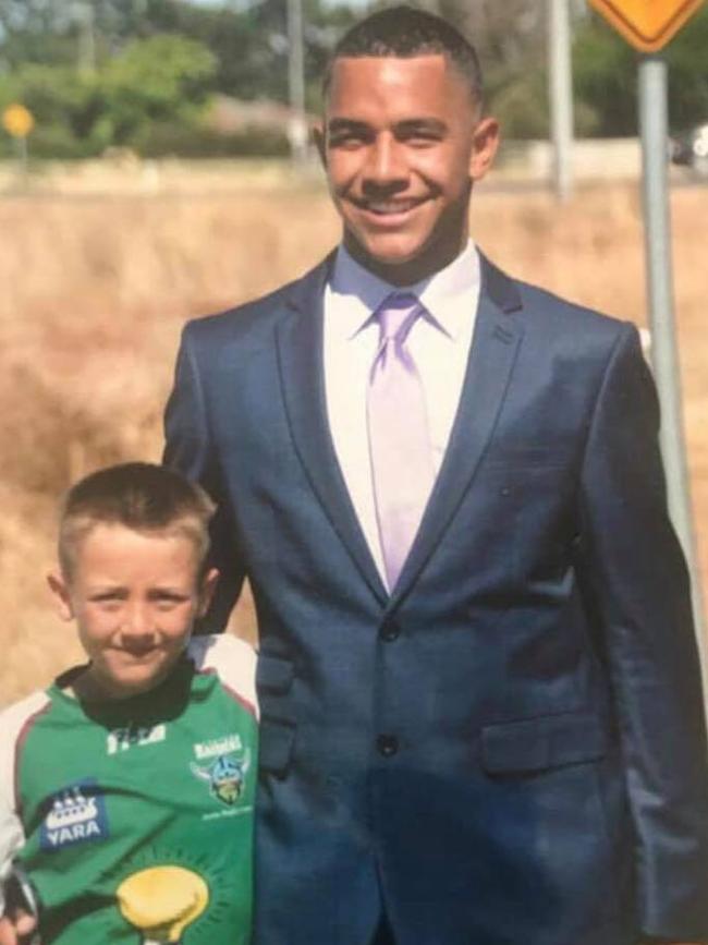 Ziggie Vincent (right) with his younger brother Danny in Griffith. Picture: Supplied