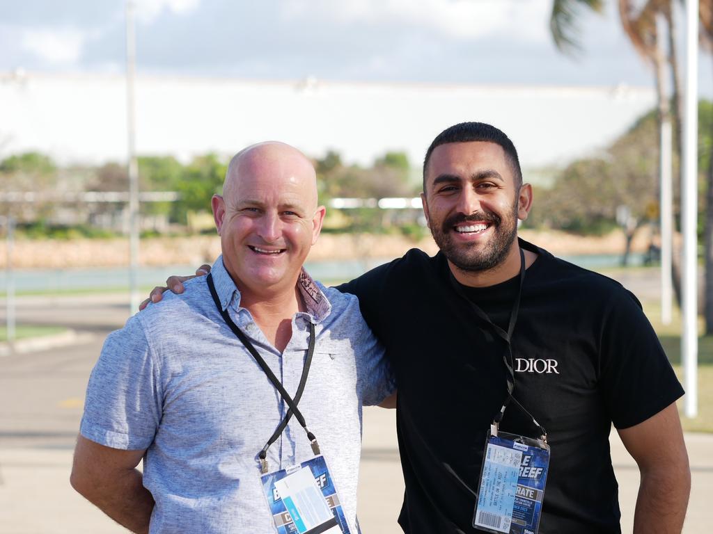 Oliver Parlon and Nasser Zamara before the Battle on the Reef boxing at Townsville Entertainment and Convention Centre on October 8. Picture: Blair Jackson