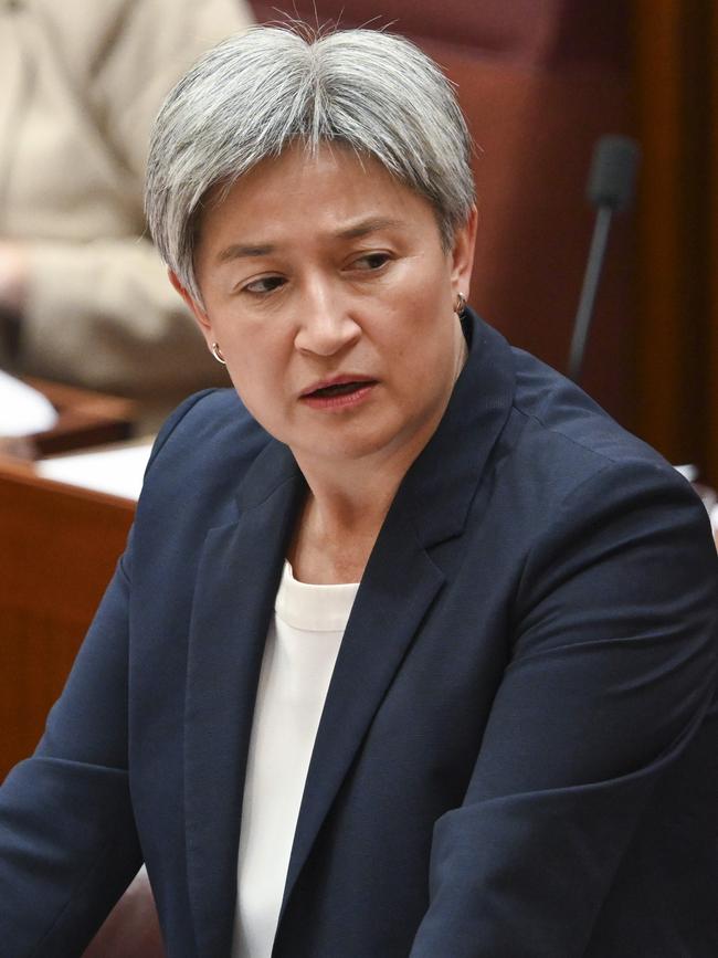 Senator Penny Wong urged for distress not to become hate. Picture: NCA NewsWire / Martin Ollman