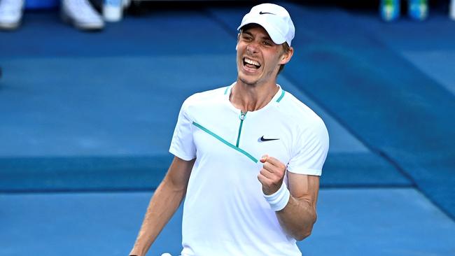 Denis Shapovalov was all smiles. (Photo by MICHAEL ERREY / AFP)