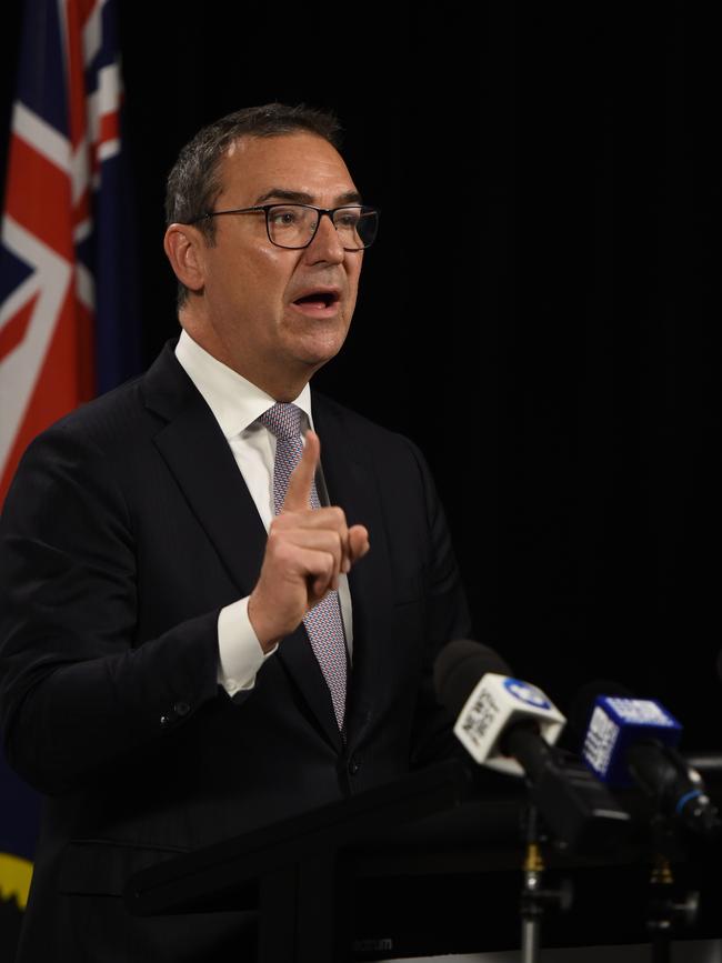 Premier Steven Marshall affirms he doesn't want COVID-19 restrictions to remain in place for ‘one day longer’ than needed. Picture: NCA NewsWire/Naomi Jellicoe