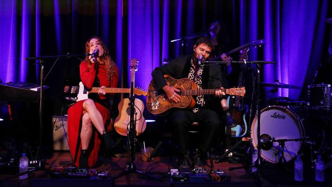 Angus and Julia Stone performing at Restaurant Hubert in Sydney in late March 2024. Picture: Jane Dempster