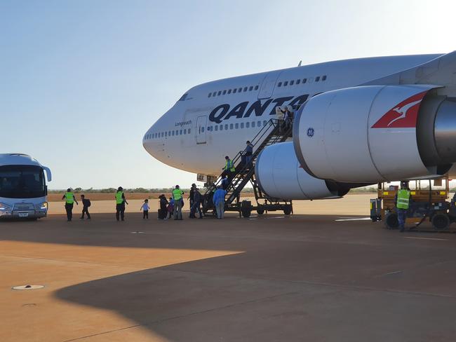 The Qantas flight that arrived on February 3 with Wuhan evacuees. Picture: Supplied