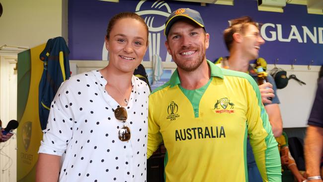 Aussie tennis champ Ash Barty celebrates with the Australian cricket team at Lords. Picture: Andre Mauger