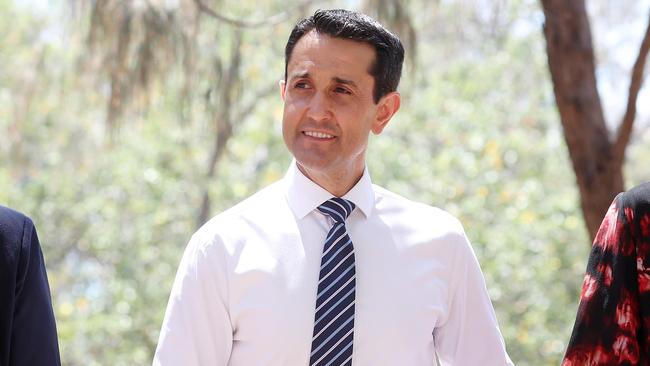 Leader of the Opposition David Crisafulli during a media conference in Mackay. Picture: Liam Kidston.