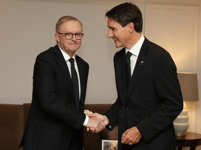 Anthony Albanese met with Canadian PM Justin Trudeau ahead of the Queen’s funeral. Picture: Ella Pellegrini.