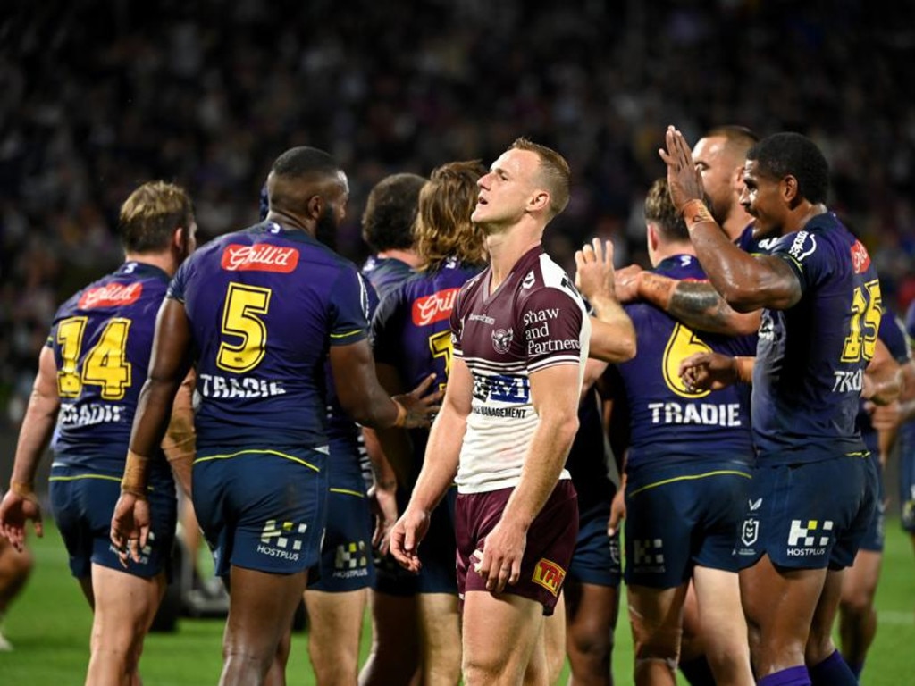 Daly Cherry-Evans pictured as Storm celebrate a try. Picture: NRL Images