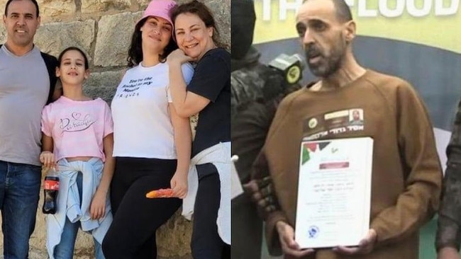 Eli Sharabi with his wife and daughters who were killed by Hamas.