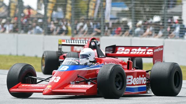 F1 cars racing at the Adelaide Motorsport Festival at Victoria Park. Picture: Tom Huntley