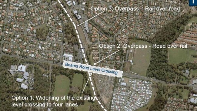 Three possible upgrade options of the level crossing.