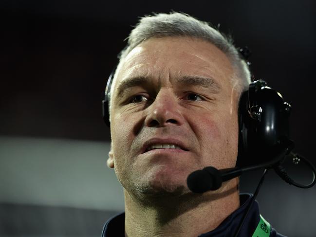 SYDNEY, AUSTRALIA - MAY 24: Jason Ryles, assistant coach of the Storm looks on from the benchduring the round 12 NRL match between Manly Sea Eagles and Melbourne Storm at 4 Pines Park, on May 24, 2024, in Sydney, Australia. (Photo by Cameron Spencer/Getty Images)