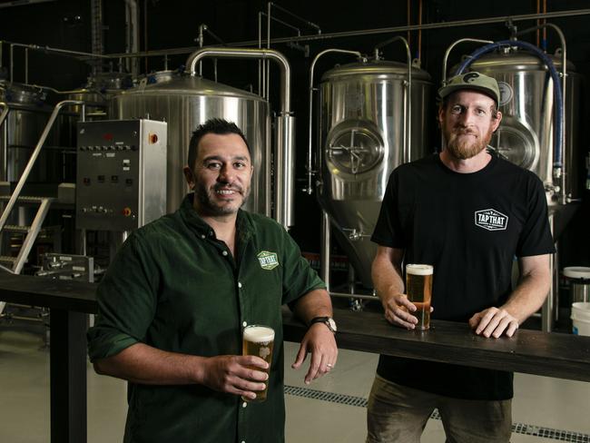 Justin Misry and Chris Smith have opened ÃTap ThatÃ a new brewery in Burleigh Heads, Picture: Glenn Campbell