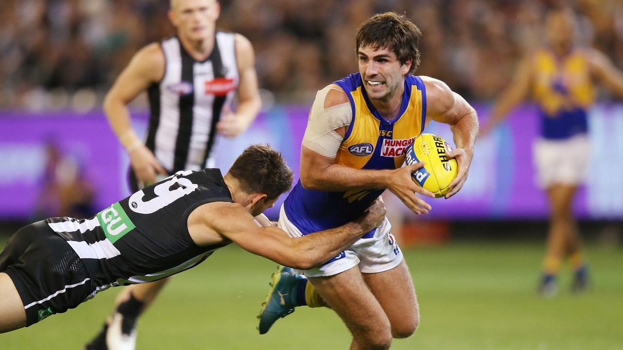 Andrew Gaff on the move against Collingwood at the MCG.