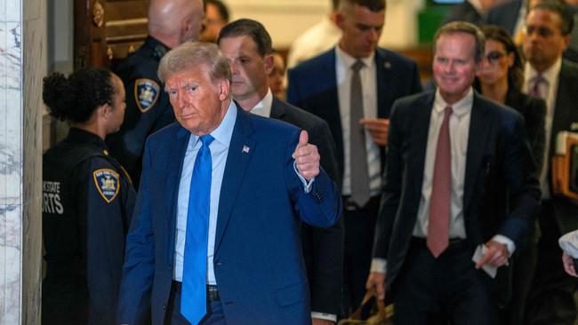 Former U.S. President Donald Trump leaves court for a lunch break during his trial in New York State Supreme Court. Picture: David Dee Delgado