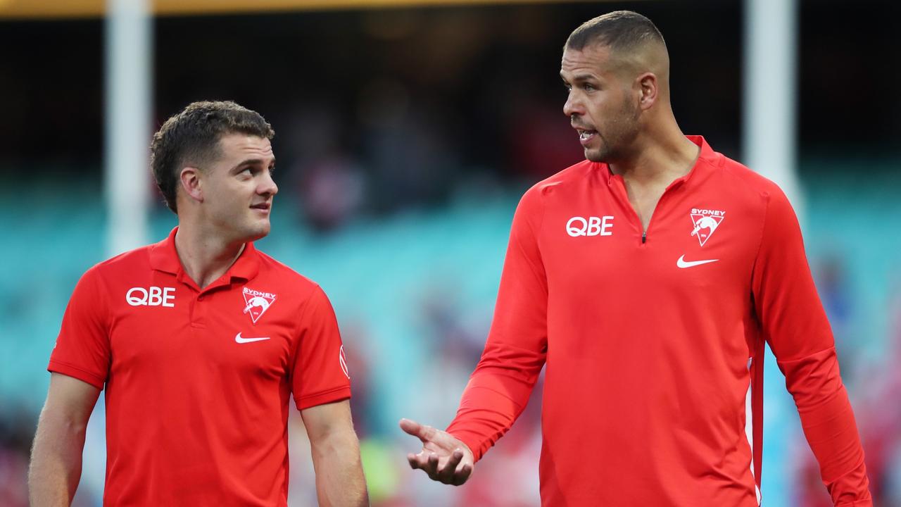 Sydney will be without its best two forwards, Tom Papley (left) and Lance Franklin, for the next fortnight. Picture: Getty Images