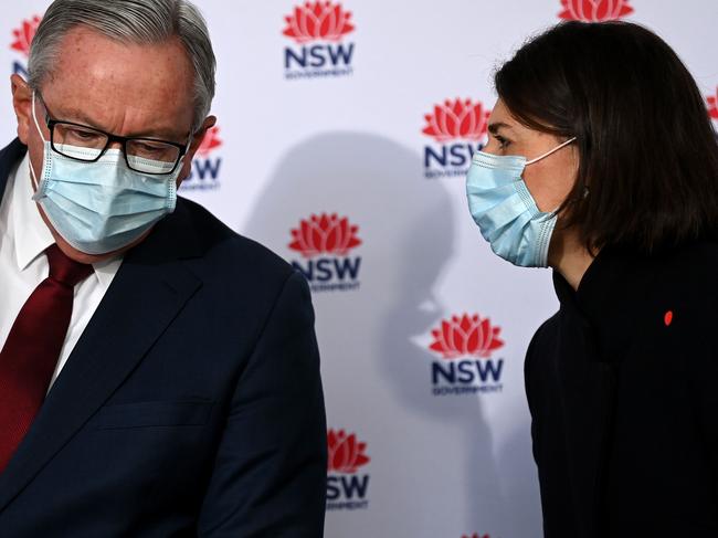 NSW Health Minister Brad Hazzard with Gladys Berejiklian. Picture: NCA NewsWire/Bianca De Marchi