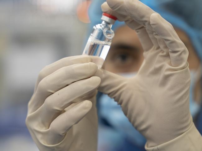 The first vials of locally produced AstraZeneca vaccine – with the first vials coming off the line at Seqirus today (Tuesday 16th).  The manufacture of the vaccine substance (concentrated vaccine) was completed at CSL Behring in Broadmeadows, Victoria, This was then transferred to Seqirus Parkville where it is formulated to a precise concentration and filled into vials– this process commenced yesterday and first vials came off this afternoon, The vaccines still have a number of further steps to go through – including critical quality checks, Initial locally produced AZ COVID-19 vaccines are expected to be released towards the end of March – with an initial two million doses, and one million a week thereafter. Picture: Seqirus/CSL