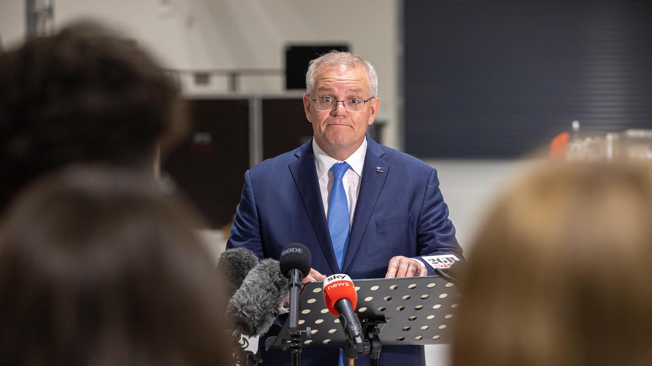 Mr Morrison was bombarded with questions at his presser on Friday. Picture: Jason Edwards