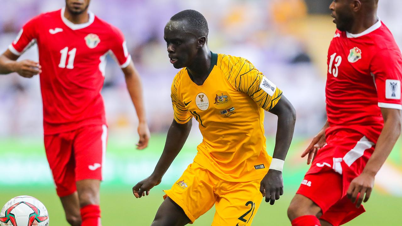 Awer Mabil in action against Jordan at the Asian Cup.