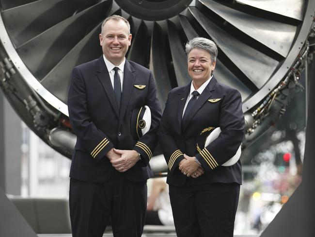 First pilots for the Qantas Dreamliner flight. Captain Lisa Norman First Officer David Summergreene will be piloting the flight. Photo: Tim Pascoe