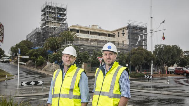 Joint venture partner Julian Gerner with Steller’s Simon Pitard on the site of the Continental Hotel redevelopment in Sorrento.