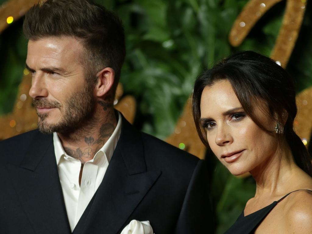 Former English international footballer David Beckham and his wife fashion designer Victoria Beckham in London on December 10, 2018. Picture: Daniel Leal-Olivas / AFP.