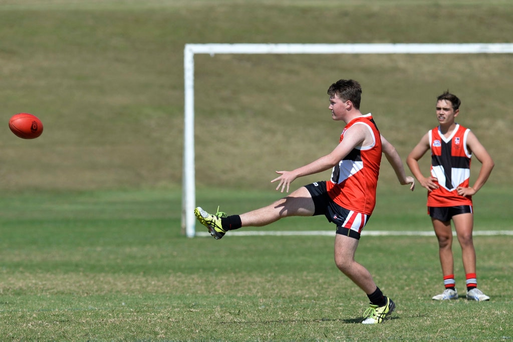 Josh Halling of Our Lady of the Southern Cross College against Downlands College in AFL Queensland Schools Cup Darling Downs round at Captain Cook ovals, Friday, April 27, 2018. Picture: Kevin Farmer