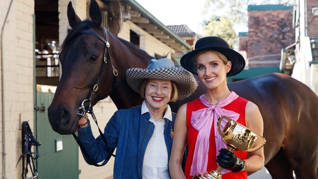 Gai and Kate Waterhouse, with Gai’s horse Our Castaway, will join the virtual Lexus Melbourne Cup Tour. Picture: David Swift