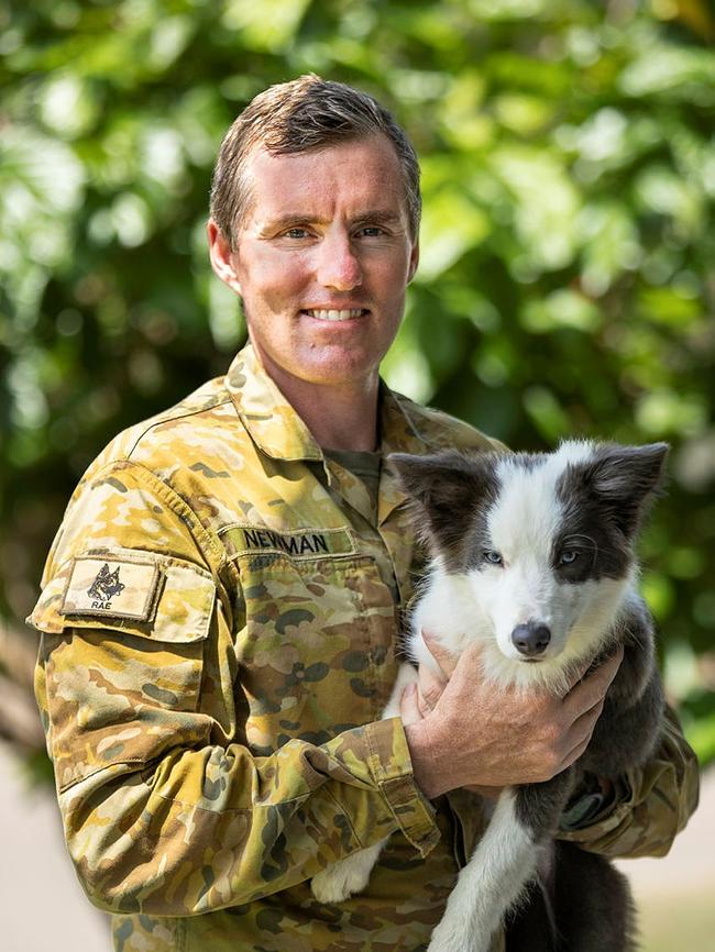 Australian Army soldier Sapper Glenn Newman and Explosive Detection Dog Ash from the 3rd Combat Engineer Regiment on 20 September 2022 at Lavarack Barracks in Townsville. Picture: BDR Guy Sadler