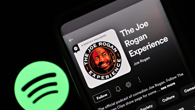 The Joe Rogan Experience podcast is viewed on Spotify's mobile app. Picture: Cindy Ord/Getty Images