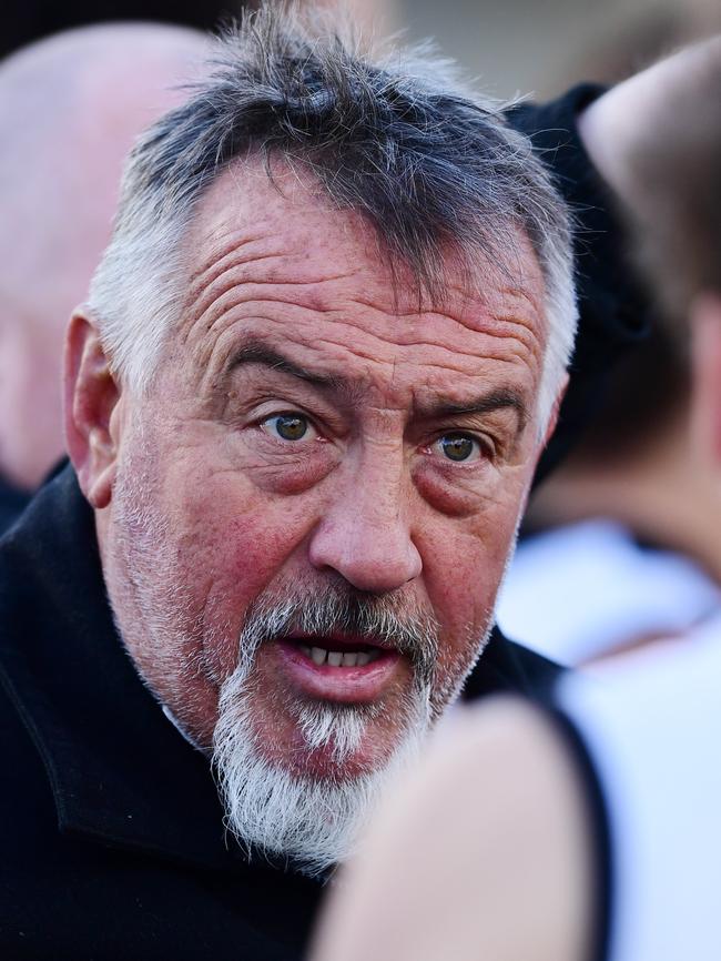 Payneham Norwood Union coach Gary McIntosh is guiding the Falcons very well as coach this season but still has time to pull on the boots. Picture: AAP/Mark Brake