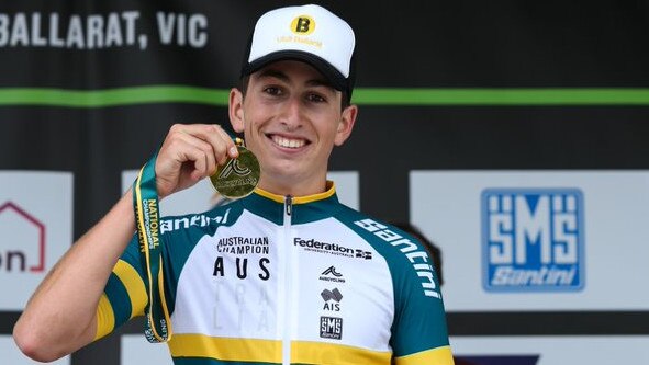 Dylan George after his win. Pic: Con Chronis/AusCycling