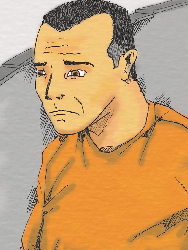 Danny Deacon during his Supreme Court trial. Artwork: Stuart Thornton