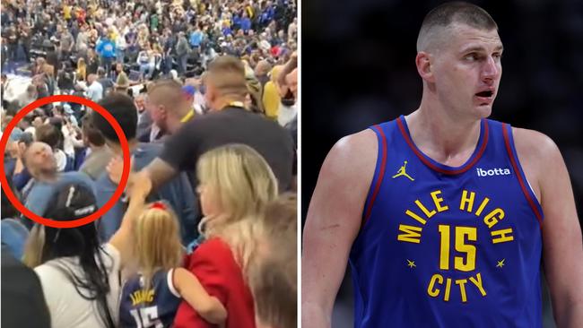 Nikola Jokic's older brother Strahinja was seen punching a fan. Credit: TikTok/Getty Images.