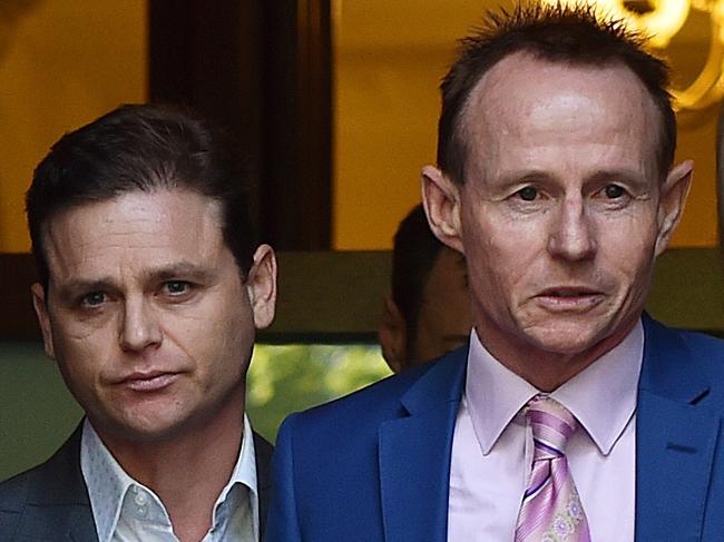 Pat Lennon and Danny Nikolic leave the Supreme Court. Picture: Ellen Smith