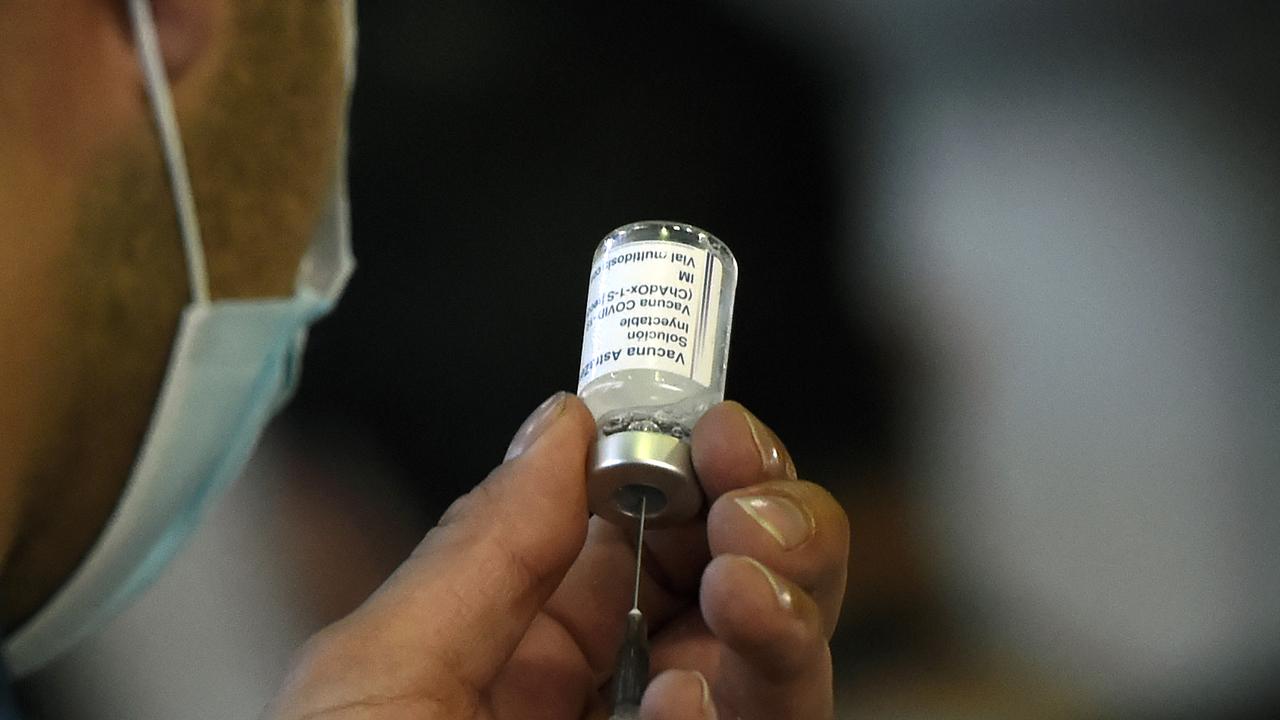 A nurse prepares a dose of the AstraZeneca vaccine. Picture: AFP