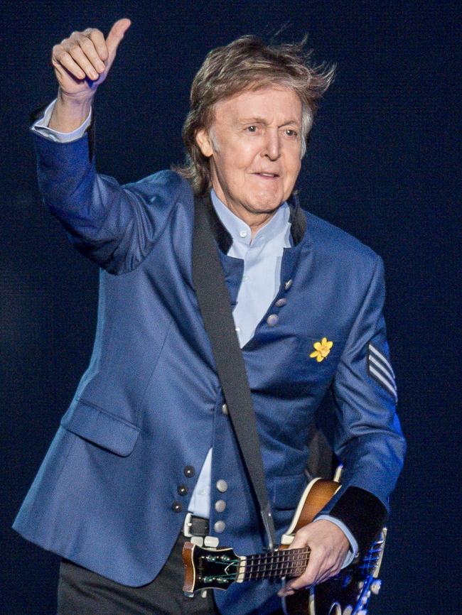 Sir Paul McCartney performs at AAMI Park in Melbourne. Picture: Jake Nowakowski